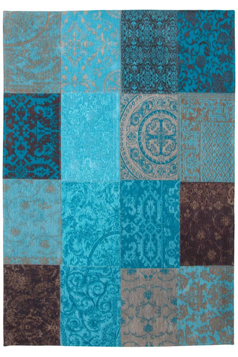 Flatvävd Matta Multi Patchwork Vintagematta Turquoise Storlek 60x90